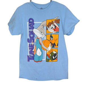 Space Jam A New Legacy Tune Squad T Shirt Mens M‎ Crew Light Blue Graphic Print